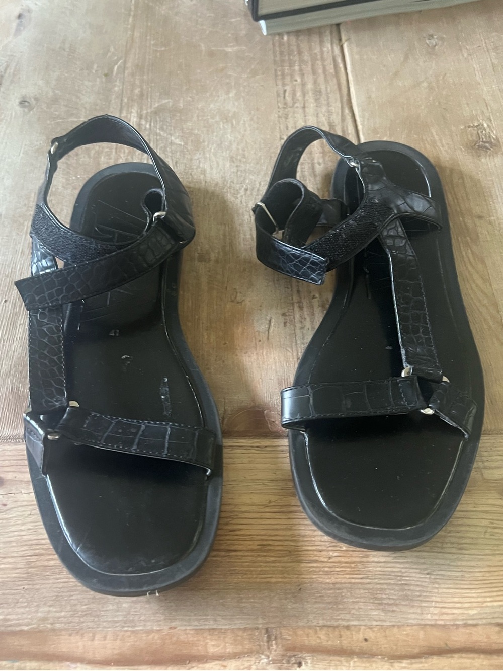 Zara Black Rubber Sole Sandals